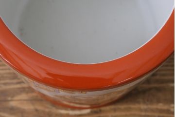 和製アンティーク　オールドノリタケ　日陶(則武)　昭和初期　鶴丸文　目を引く朱色の火鉢(瀬戸火鉢、Noritake、noritake、NORITAKE、手あぶり、鉢カバー、傘立て)(R-041565)