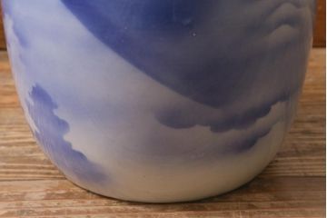 レトロ雑貨　富士山の図　淡い色が優しげな瀬戸火鉢(手あぶり、鉢カバー)(R-041566)