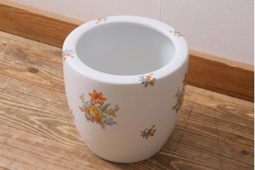 アンティーク雑貨　オールドノリタケ(日陶)　洋家具とも馴染みやすい花柄の火鉢(手あぶり、鉢カバー)(R-041570)