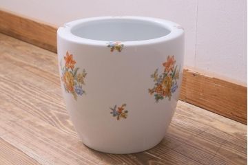 アンティーク雑貨　オールドノリタケ(日陶)　洋家具とも馴染みやすい花柄の火鉢(手あぶり、鉢カバー)(R-041570)