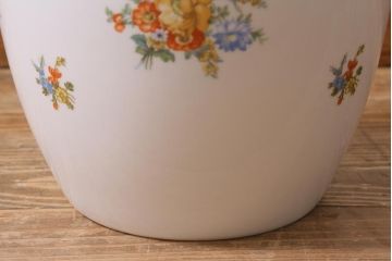 アンティーク雑貨　オールドノリタケ(日陶)　洋家具とも馴染みやすい花柄の火鉢(手あぶり、鉢カバー)(R-041571)