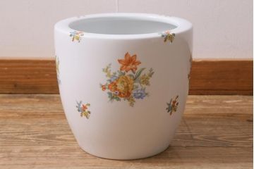 アンティーク雑貨　オールドノリタケ(日陶)　洋家具とも馴染みやすい花柄の火鉢(手あぶり、鉢カバー)(R-041571)