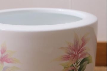 アンティーク雑貨　昭和初期　オールドノリタケ(則武、日陶)　ヤジロベー印　植物柄の火鉢(手あぶり、鉢カバー)(R-041572)