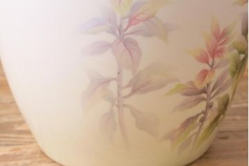 アンティーク雑貨　昭和初期　オールドノリタケ(則武、日陶)　ヤジロベー印　植物柄の火鉢(手あぶり、鉢カバー)(R-041572)