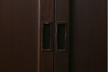 アンティーク建具　和製アンティーク　明治大正期　落ち着いた木色が上品な板戸2枚セット(帯戸、建具)(R-041574)