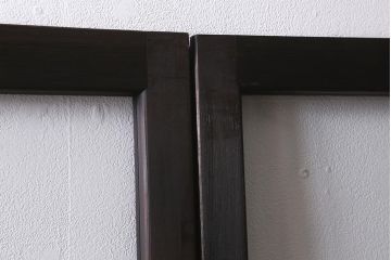 アンティーク建具　モールガラス入り　素朴な雰囲気が魅力のレトロなガラス戸2枚セット(引き戸)(R-041576)