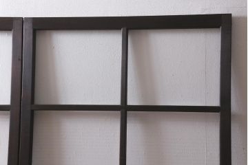 アンティーク建具　モールガラス入り　素朴な雰囲気が魅力のレトロなガラス戸2枚セット(引き戸)(R-041576)