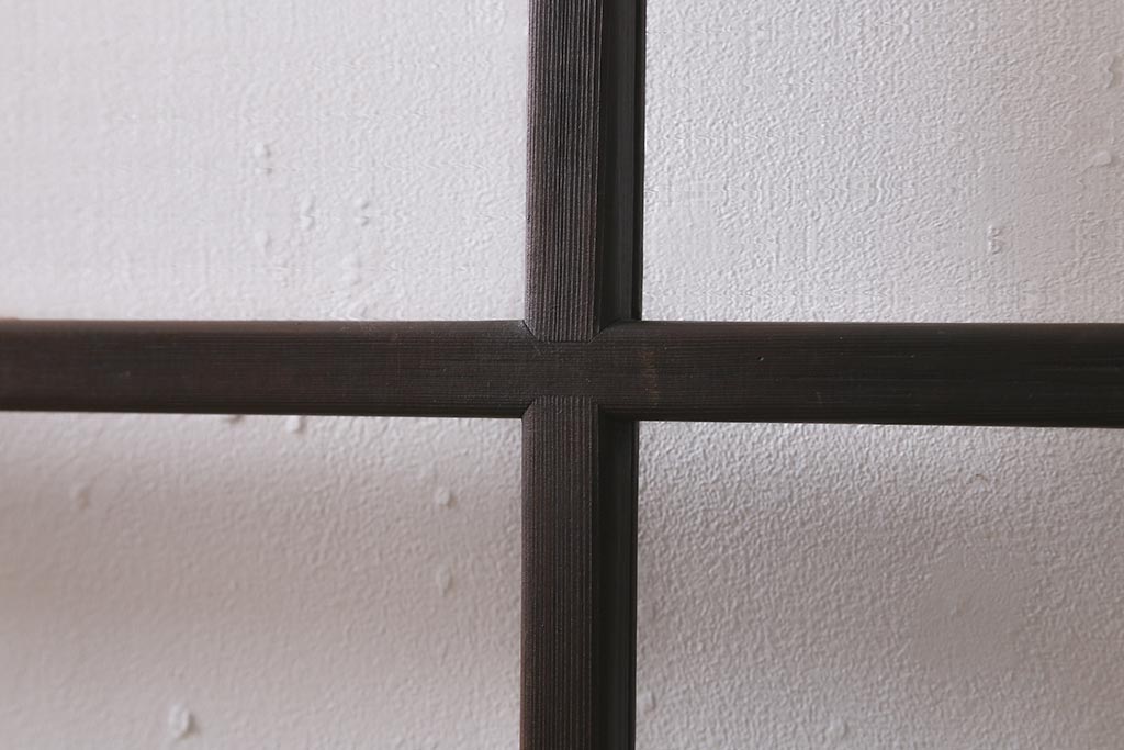 アンティーク建具　モールガラス入り　素朴な雰囲気が魅力のレトロなガラス戸2枚セット(引き戸)(R-041576)