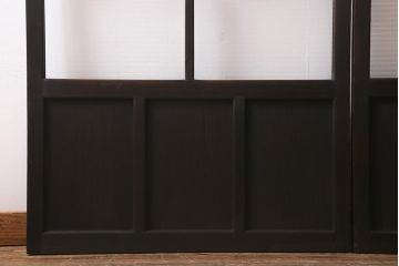 アンティーク建具　モールガラス入り　素朴な雰囲気が魅力のレトロなガラス戸2枚セット(引き戸)(R-041576)