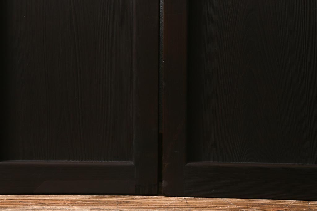 アンティーク建具　モールガラス入り　素朴な雰囲気が魅力のレトロなガラス戸2枚セット(引き戸)(R-041576)