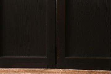 アンティーク建具　モールガラス入り　素朴な雰囲気が魅力のレトロなガラス戸2枚セット(引き戸)(R-041576)