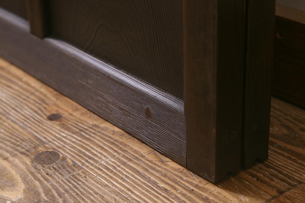 アンティーク建具　モールガラス入り　素朴な雰囲気が魅力のレトロなガラス戸2枚セット(引き戸)(R-041576)