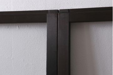 アンティーク建具　モールガラス入り　素朴な雰囲気が魅力のレトロなガラス戸2枚セット(引き戸)(R-041576)