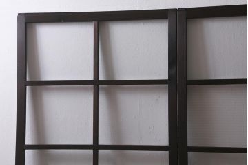 アンティーク建具　モールガラス入り　素朴な雰囲気が魅力のレトロなガラス戸2枚セット(引き戸)(R-041576)