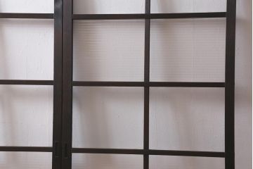 アンティーク建具　モールガラス入り　素朴な雰囲気が魅力のレトロなガラス戸2枚セット(引き戸)(R-041576)