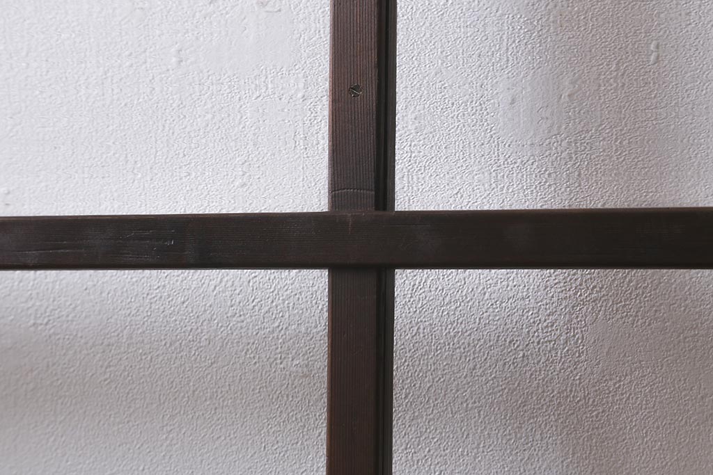 アンティーク建具　モールガラス入り　素朴な雰囲気が魅力のレトロなガラス戸2枚セット(引き戸)(R-041576)