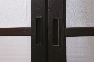 アンティーク建具　モールガラス入り　素朴な雰囲気が魅力のレトロなガラス戸2枚セット(引き戸)(R-041576)