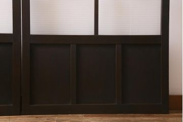 アンティーク建具　モールガラス入り　素朴な雰囲気が魅力のレトロなガラス戸2枚セット(引き戸)(R-041576)