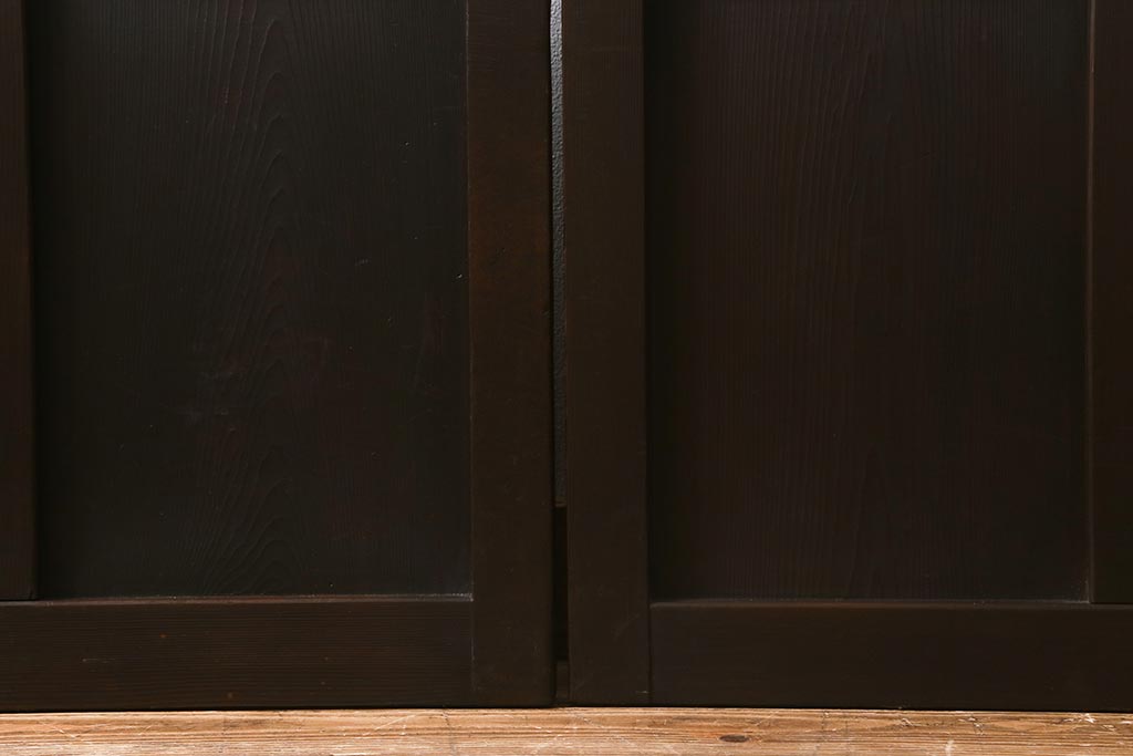 アンティーク建具　モールガラス入り　素朴な雰囲気が魅力のレトロなガラス戸2枚セット(引き戸)(R-041576)