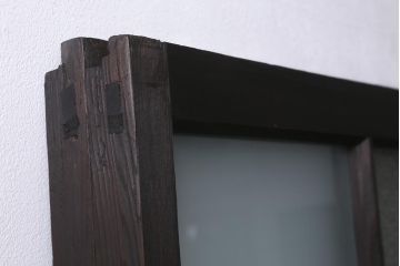 アンティーク建具　ダイヤガラス・すりガラス入り　レトロな空間を彩るガラス戸2枚セット(引き戸)(R-041577)