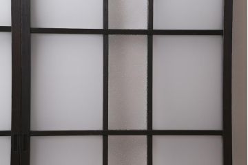 アンティーク建具　ダイヤガラス・すりガラス入り　レトロな空間を彩るガラス戸2枚セット(引き戸)(R-041577)