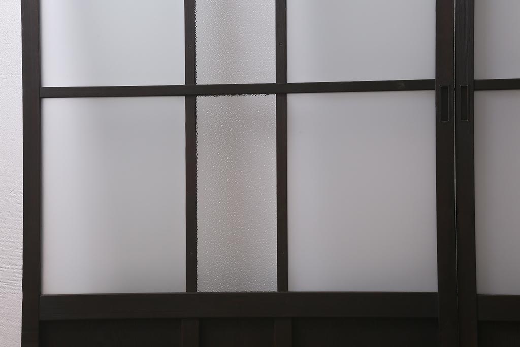 アンティーク建具　ダイヤガラス・すりガラス入り　レトロな空間を彩るガラス戸2枚セット(引き戸)(R-041577)