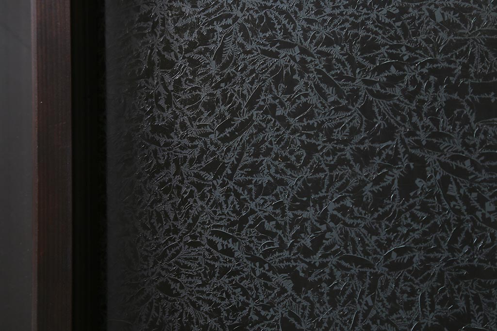 アンティーク建具　上手物!　腰板ケヤキ材　裏ガラス入り　すりガラス・結霜ガラス　職人技が光る格子戸2枚セット(引き戸)(R-041578)