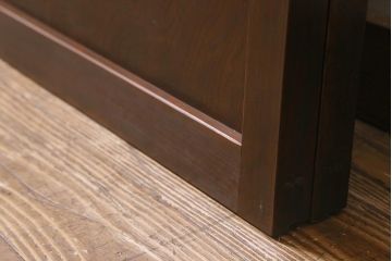 アンティーク建具　上手物!　腰板ケヤキ材　裏ガラス入り　すりガラス・結霜ガラス　職人技が光る格子戸2枚セット(引き戸)(R-041578)