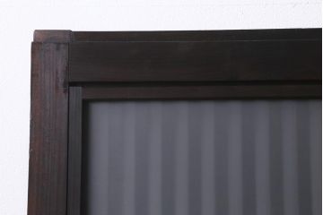 アンティーク建具　上手物!　腰板ケヤキ材　裏ガラス入り　すりガラス・結霜ガラス　職人技が光る格子戸2枚セット(引き戸)(R-041578)