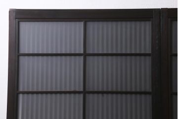 アンティーク建具　上手物!　腰板ケヤキ材　裏ガラス入り　すりガラス・結霜ガラス　職人技が光る格子戸2枚セット(引き戸)(R-041578)
