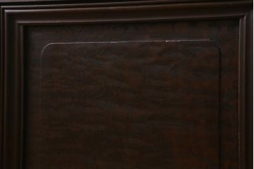 アンティーク建具　上手物!　腰板ケヤキ材・玉杢　ダイヤガラス・モールガラス・当店オリジナルガラス　凝った意匠が目を引く上品なガラス戸2枚セット(引き戸)(R-041579)