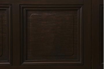 アンティーク建具　上手物!　腰板ケヤキ材・玉杢　ダイヤガラス・モールガラス・当店オリジナルガラス　凝った意匠が目を引く上品なガラス戸2枚セット(引き戸)(R-041579)