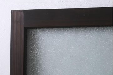 アンティーク建具　上手物!　腰板(欅材)　ダイヤガラス　落ち着いた色合いのレトロなガラス戸2枚セット　(R-041580)