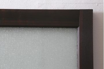 アンティーク建具　上手物!　腰板(欅材)　ダイヤガラス　落ち着いた色合いのレトロなガラス戸2枚セット　(R-041580)