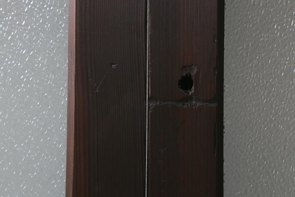 アンティーク建具　上手物!　腰板(欅材)　ダイヤガラス　落ち着いた色合いのレトロなガラス戸2枚セット　(R-041580)