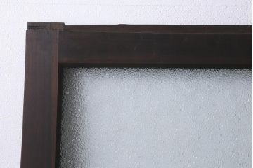 アンティーク建具　上手物!　腰板(欅材)　ダイヤガラス　落ち着いた色合いのレトロなガラス戸2枚セット　(R-041580)