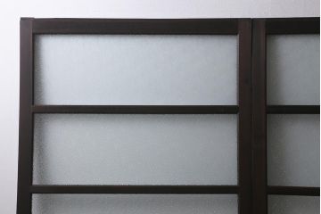 アンティーク建具　上手物!　腰板(欅材)　ダイヤガラス　落ち着いた色合いのレトロなガラス戸2枚セット　(R-041580)