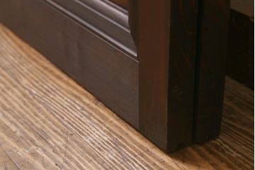 アンティーク建具　上手物!　腰板ケヤキ材　ダイヤガラス　落ち着いた色合いのレトロなガラス戸2枚セット(引き戸・建具)(R-041580)