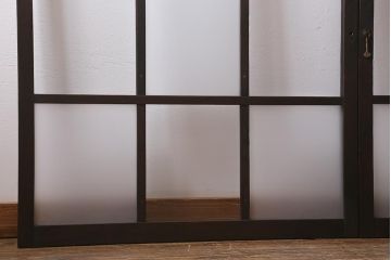 アンティーク建具　昭和初期　すりガラス入り　レトロな雰囲気が魅力のガラス戸2枚セット(窓、引き戸・建具)(R-041581)