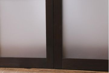 アンティーク建具　昭和初期　すりガラス入り　レトロな雰囲気が魅力のガラス戸2枚セット(窓、引き戸・建具)(R-041581)