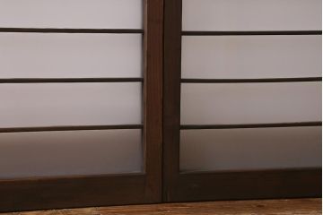 アンティーク建具　昭和初期　すりガラス入り　和モダンな空間におすすめのガラス戸4枚セット(窓、引き戸・建具)(R-041582)
