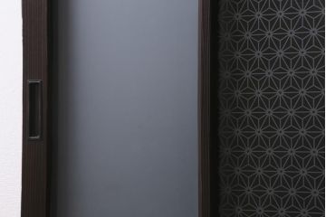 アンティーク建具　昭和初期　すりガラス・当店オリジナルガラス入り　レトロな空間づくりにおすすめのガラス戸2枚セット(窓、引き戸、建具)(R-041583)