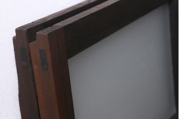 アンティーク建具　昭和初期　すりガラス・当店オリジナルガラス入り　レトロな空間づくりにおすすめのガラス戸2枚セット(窓、引き戸、建具)(R-041583)