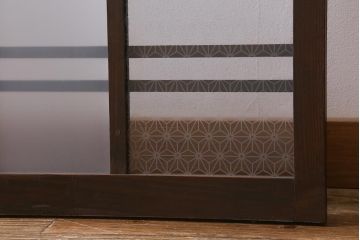 アンティーク建具　昭和初期　すりガラス・当店オリジナルガラス入り　レトロな空間づくりにおすすめのガラス戸2枚セット(窓、引き戸、建具)(R-041583)