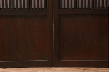 アンティーク建具　大正昭和初期　幅広サイズ　和の風情を演出する障子戸2枚セット(格子戸、引き戸)(R-041584)