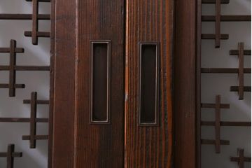 アンティーク建具　昭和初期　すりガラス入り　上品な和の雰囲気漂う組子帯戸4枚セット(引き戸、ガラス帯戸)(R-041586)