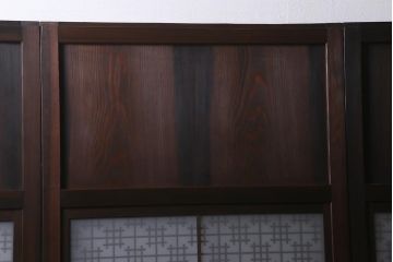 アンティーク建具　昭和初期　すりガラス入り　上品な和の雰囲気漂う組子帯戸4枚セット(引き戸、ガラス帯戸)(R-041586)
