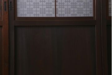 アンティーク建具　昭和初期　すりガラス入り　上品な和の雰囲気漂う組子帯戸4枚セット(引き戸、ガラス帯戸)(R-041586)