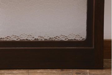 アンティーク建具　昭和初期　レトロガラス入り　窓付き　ノスタルジックな雰囲気が魅力の木製ドア(扉、開き戸)(R-041589)