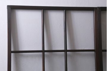 アンティーク建具　昭和中期　クリア・結霜・すりガラス入り　レトロな佇まいが魅力のガラス戸2枚セット(引き戸)(R-041590)